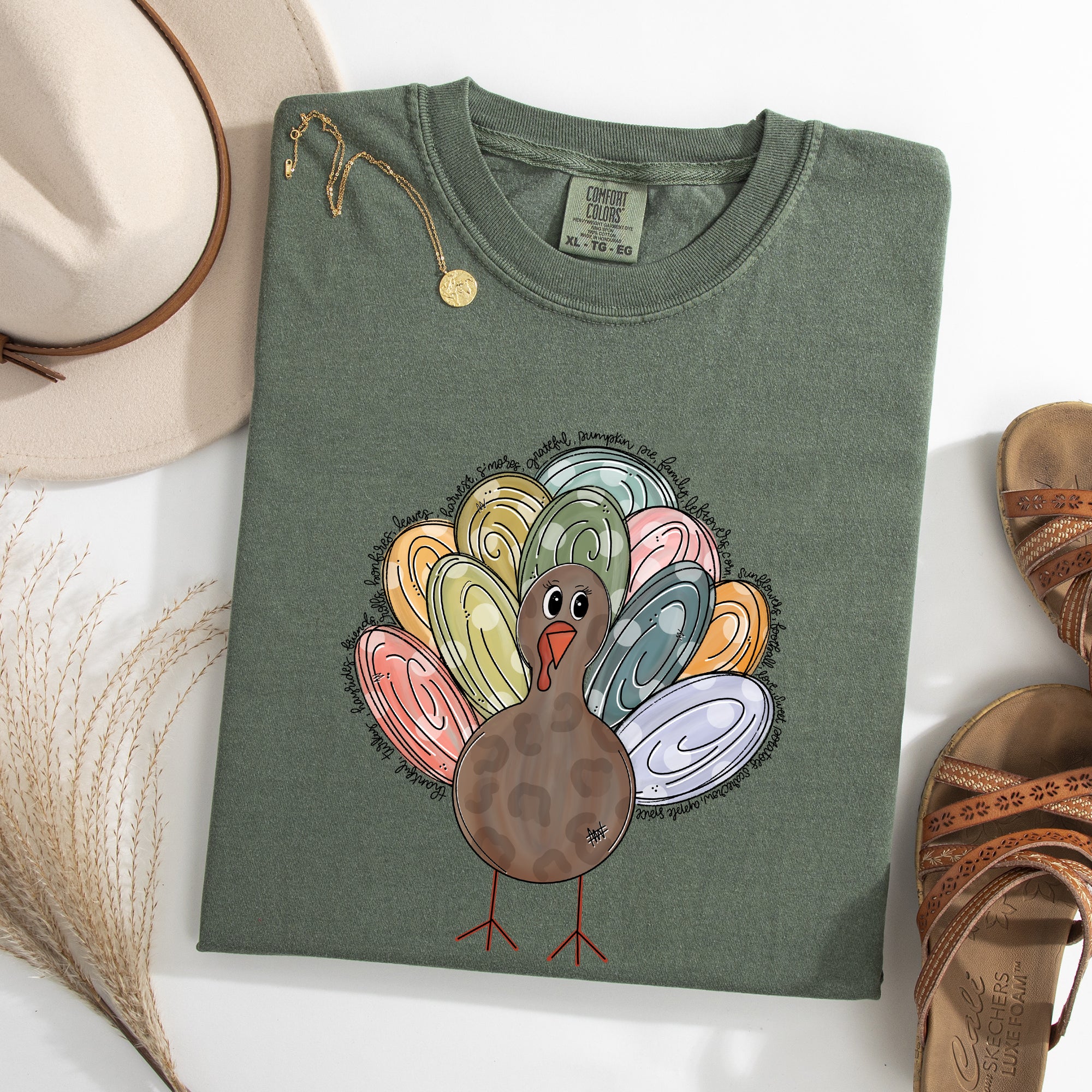 Thanksgiving Turkey, Cute, Autumn, Words Tshirt Comfort Colors T-Shirt