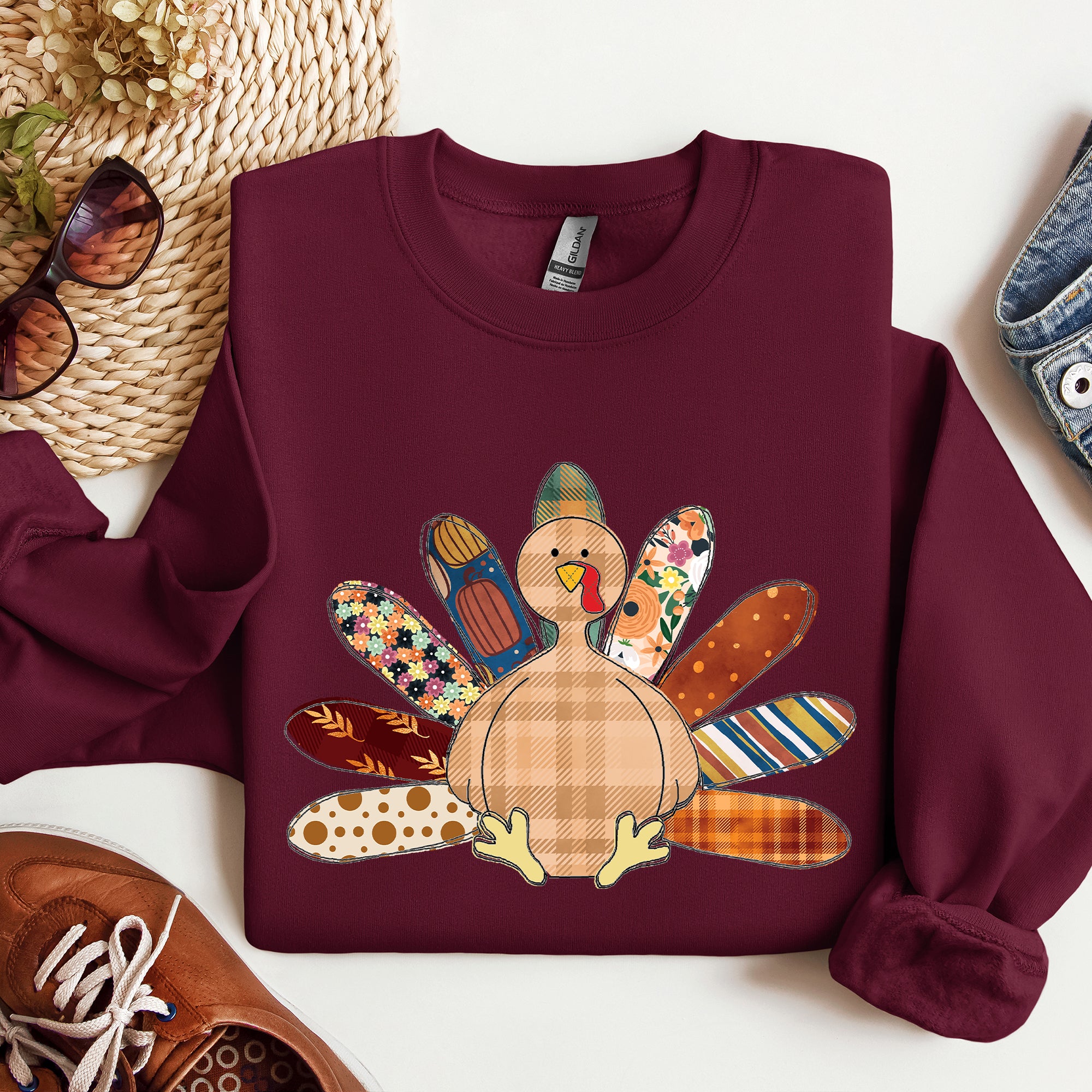 Thanksgiving Turkey, Plaid, Cute, Autumn, Patterns Sweatshirt