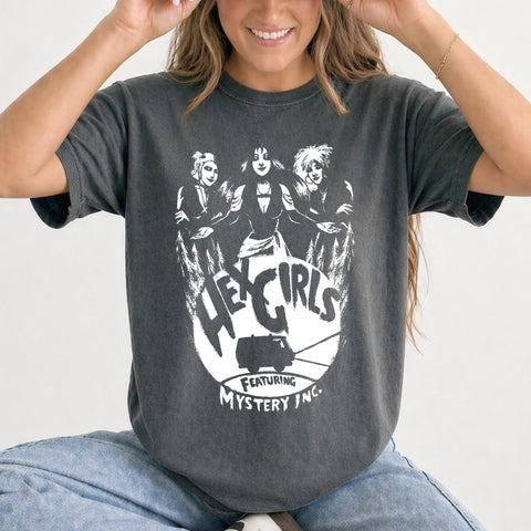 The Hex Girls, 90s Rock Band, Halloween Graphic Tee, Spooky Season Vintage, Retro Goth Witchy 90s Vibes Top, Comfort Colors T-Shirt