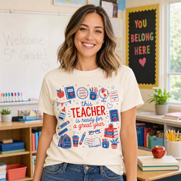 This Teacher Is Ready For A Great Year, Back To School, Student, Teacher Comfort Colors T-Shirt