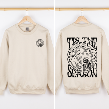 Tis The Season, Front and Back, Spooky, Skeleton, Funny, Halloween Sweatshirt