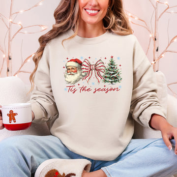 Tis The Season, Santa, Christmas Tree Sweatshirt