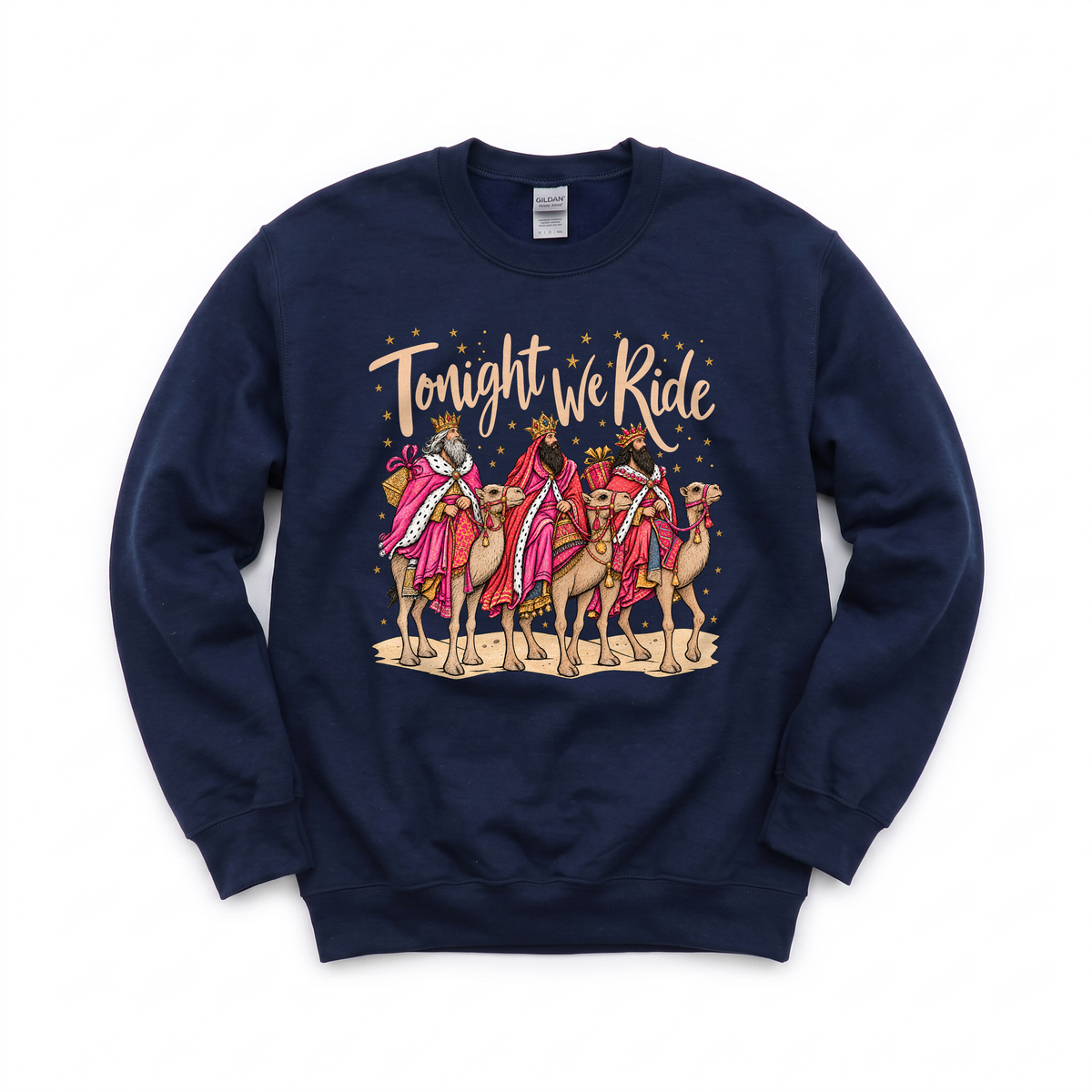 Tonight We Ride graphic on Gildan 18000 in Navy