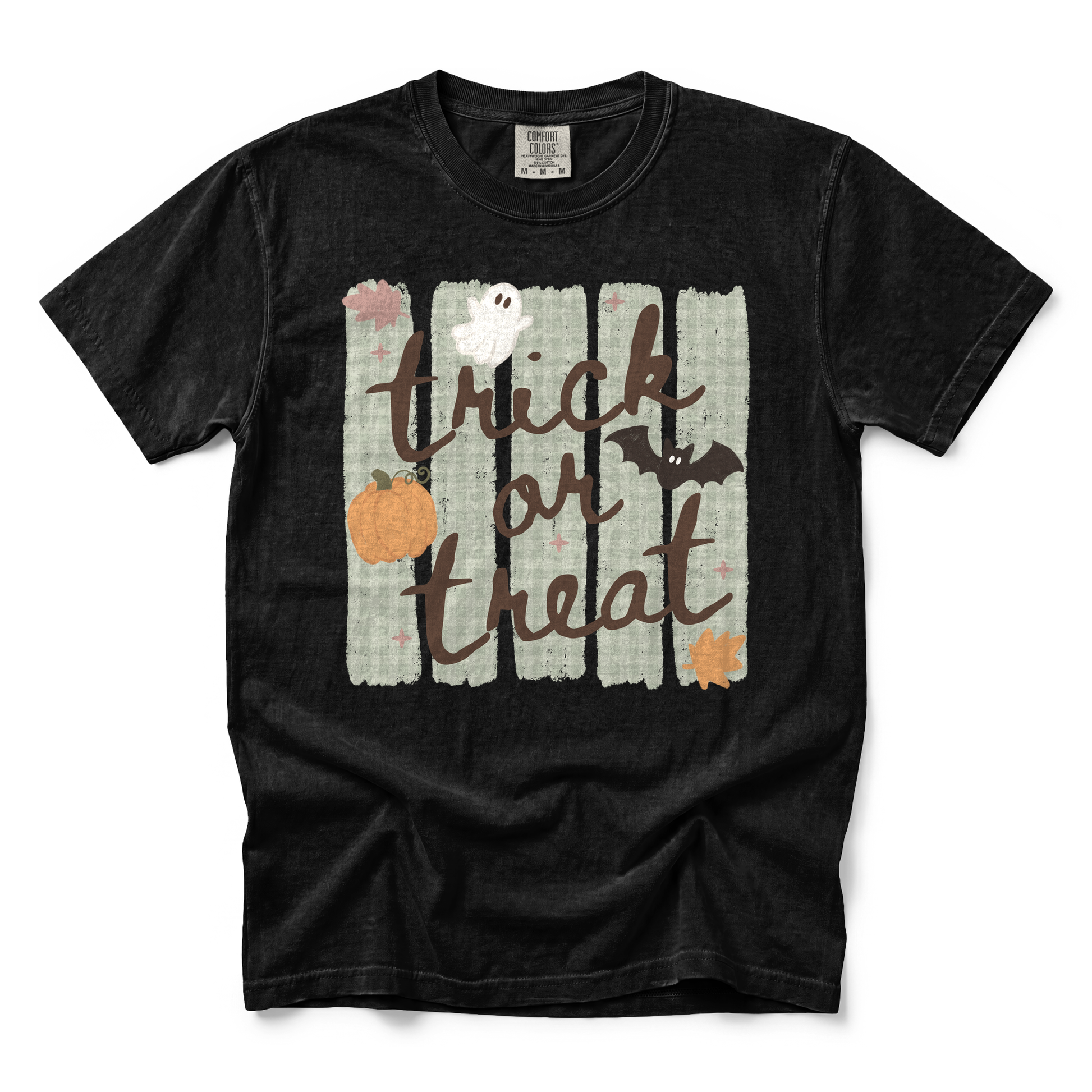 Trick or Treat graphic on Comfort Colors 1717 in Black