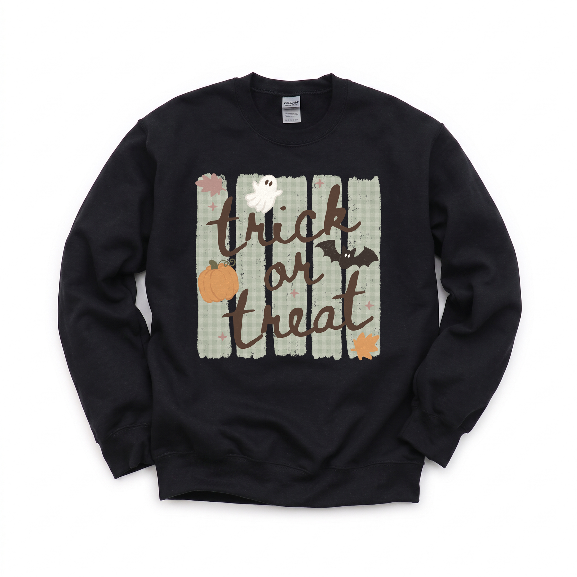 Trick or Treat graphic on Gildan 18000 in Black