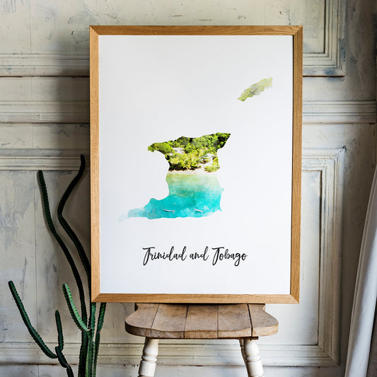 Trinidad And Tobago Watercolor Map