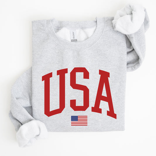 USA Flag, Red, America, Patriotic, 4th of July Sweatshirt