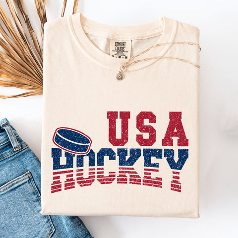 USA, Sports, Hockey, America, Patriotic, Vintage Comfort Colors T-Shirt