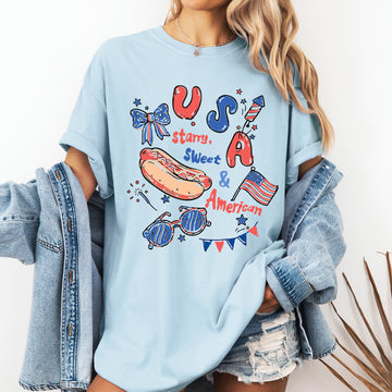 USA Starry Sweet And American Patriotic Fourth Of July Party Theme Comfort Colors Tee