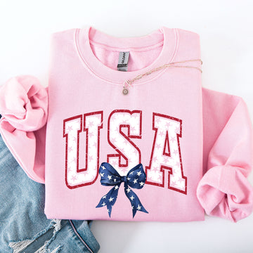 USA, Vintage Varsity, Bow, Ribbon, Patriotic, Gorgeous, America Sweatshirt