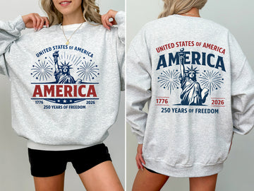 United States Of America 250 Years Of Freedom USA Patriotic Flag Tribute Sweatshirt