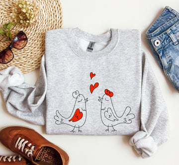 Retro Love Birds, Vintage, Sweatshirt, Valentine's Day