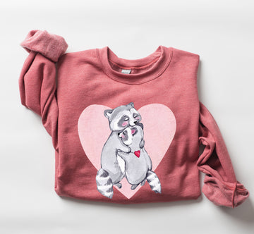 Retro Racoon Lovers Sweatshirt, Vintage Valentine's Day Sweatshirt