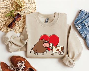 Retro Cow Lovers Funny Sweatshirt, Vintage Valentine's Day Sweatshirt