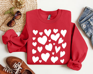 Mini Valentine's Hearts Sweatshirt, Vintage Valentine's Day Sweatshirt