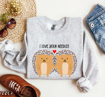 I Love Your Needles Hedgehog Sweatshirt, Vintage Valentine's Day Sweatshirt