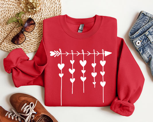Retro Arrow and Hearts Sweatshirt, Vintage Valentine's Day Sweatshirt