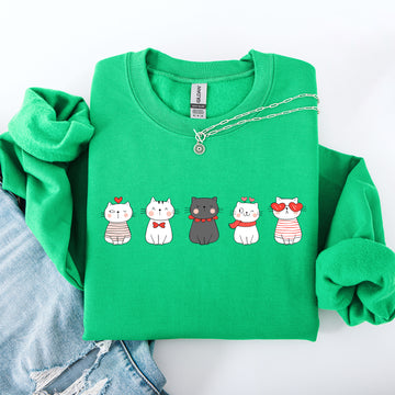 Valentine's Cat, Cute, Kawaii, Love, Heart Sweatshirt