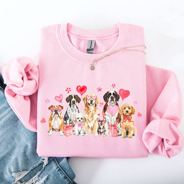 Valentine's Dogs, Cute, Animal Lover, Hearts, Love Sweatshirt