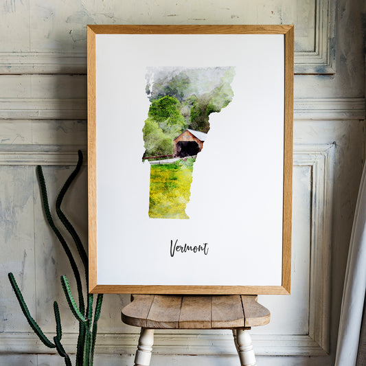 Vermont Watercolor Map