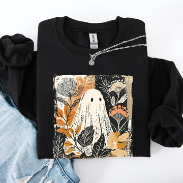 Vintage Ghost Halloween, Botanical, Floral, Autumn, Fall Sweatshirt