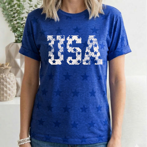Vintage USA Stars, Fourth of July, America, Patriotic, USA, Star Pattern T-Shirt