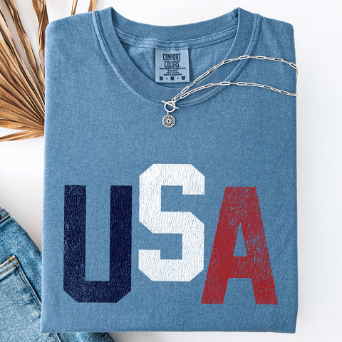 Vintage USA, 4th of July, Red White and Blue, Classic, Patriotic, America Comfort Colors T-Shirt