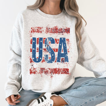 Vintage USA, Flag, Patriotic, America, Red White and Blue Sweatshirt