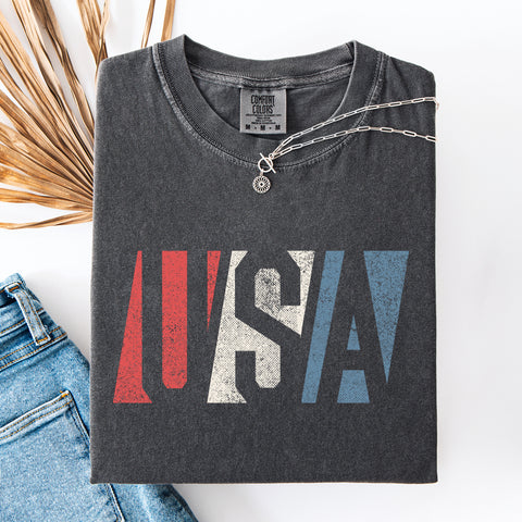 Vintage USA, Red White and Blue, Classic, Patriotic, America Comfort Colors T-Shirt