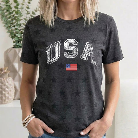 Vintage USA, Retro Flag, America, Patriotic, 4th of July , Star Pattern T-Shirt