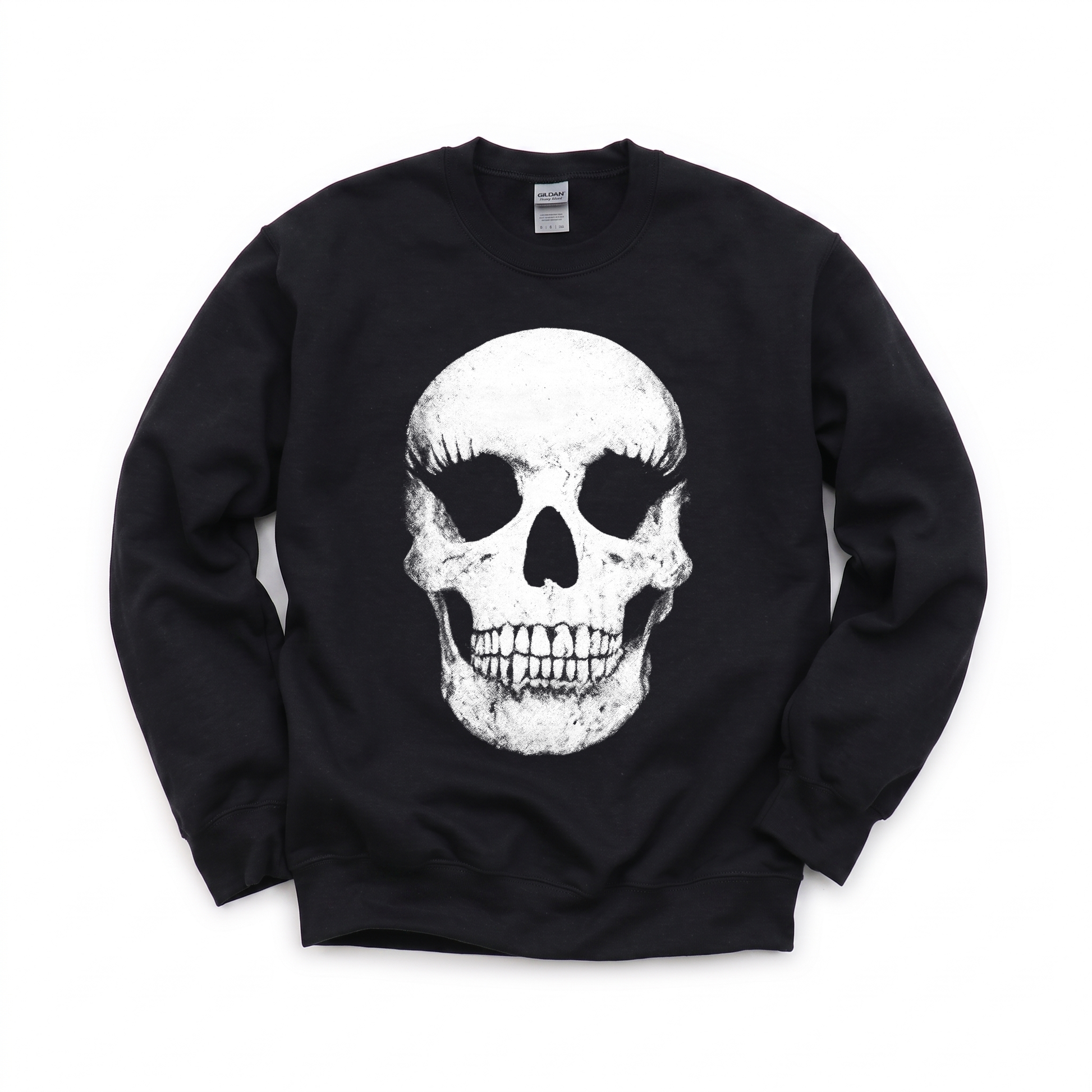 Vintage Skull graphic on Gildan 18000 in Black