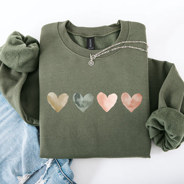 Watercolor Hearts, Valentine's Day, Love, Classic, Minimalist Sweatshirt