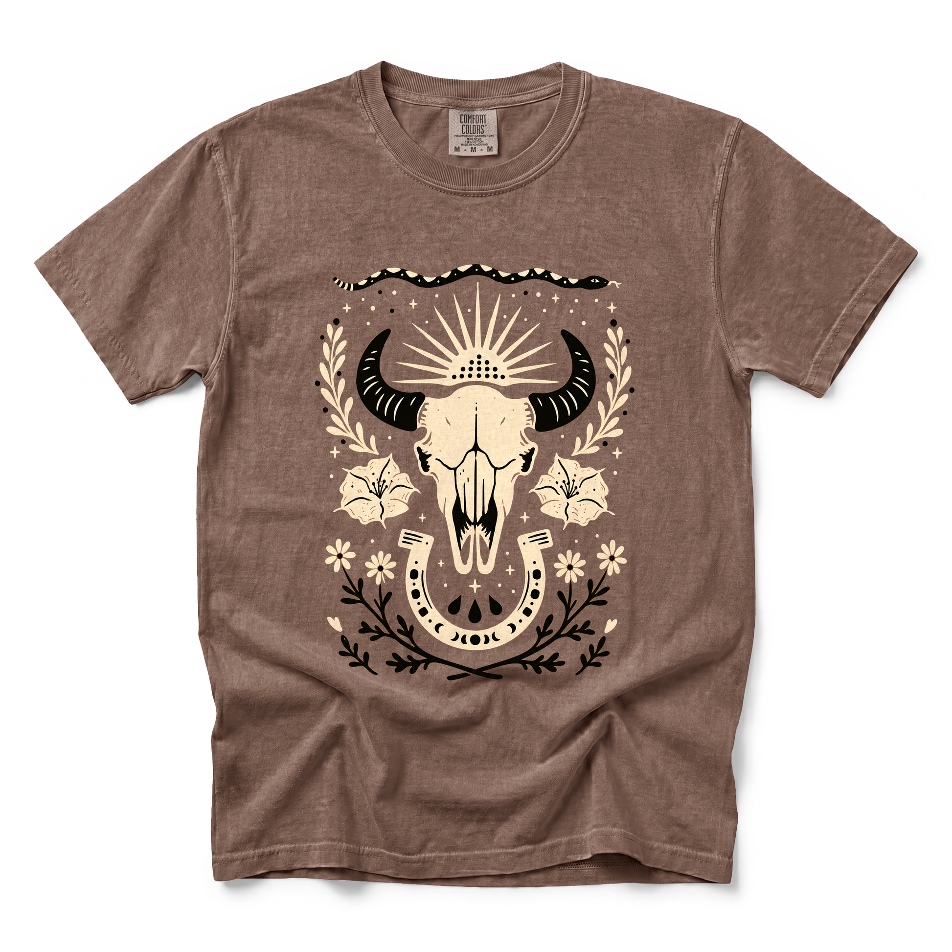 Western graphic on Comfort Colors 1717 in Espresso