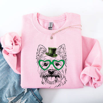 Westie, West Highland White Terrier, Adorable Dog, St Patrick's Day, Lucky, Irish Sweatshirt