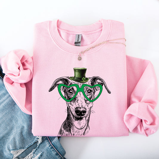 Whippet, Adorable Dog, St Patrick's Day, Lucky, Irish Sweatshirt