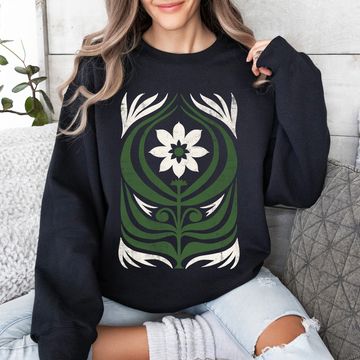 White Daisy Floral, Vintage Boho, Nature Sweatshirt