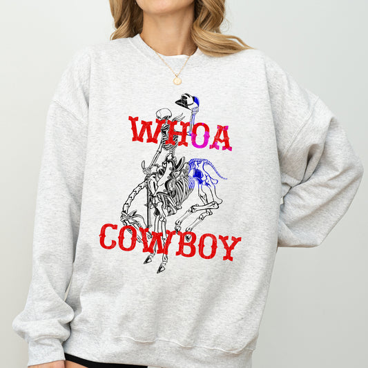Whoa Cowboy, Horse, Bronco Ride, Rodeo, Skeleton, Sweatshirt