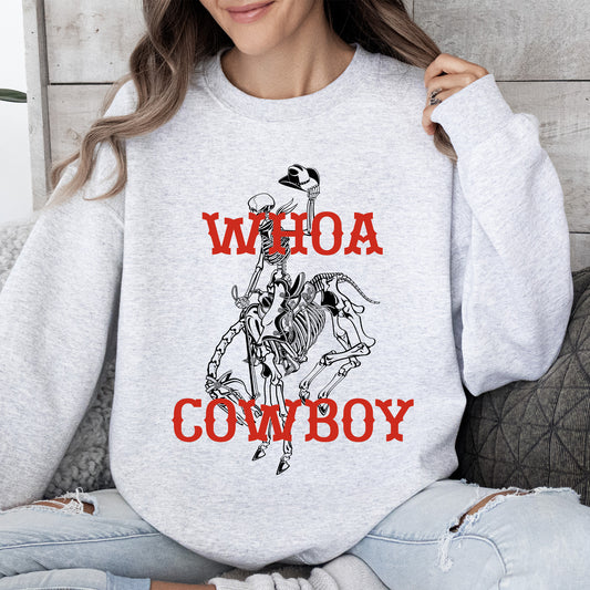 Whoa Cowboy, Skeleton, Horse, Western Sweatshirt