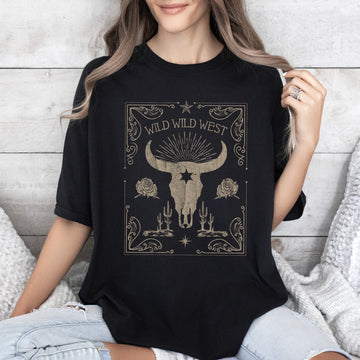 Wild Wild West, Skull, Cattle, Cowboy, Cowgirl, Tshirt Comfort Colors T-Shirt