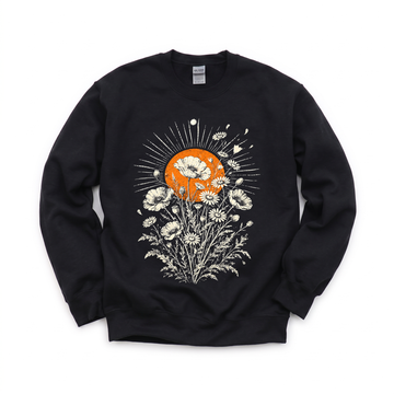 Wildflower Bouquet graphic on Gildan 18000 in Black