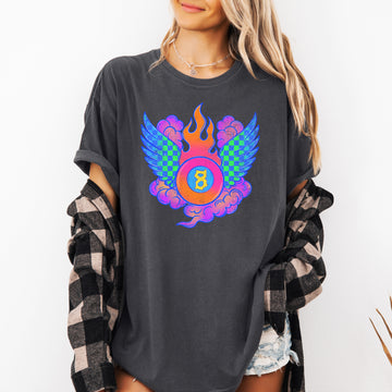 Winged 8 Ball Concert Retro Bright Festival EDM Live Performance Edition Comfort Colors Tee