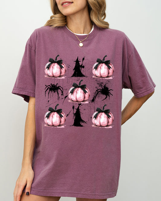 Witch, Spiders, Pumpkins, Spooky Coquette Ribbons and Bows, Halloween, Autumn, Fall Shirt