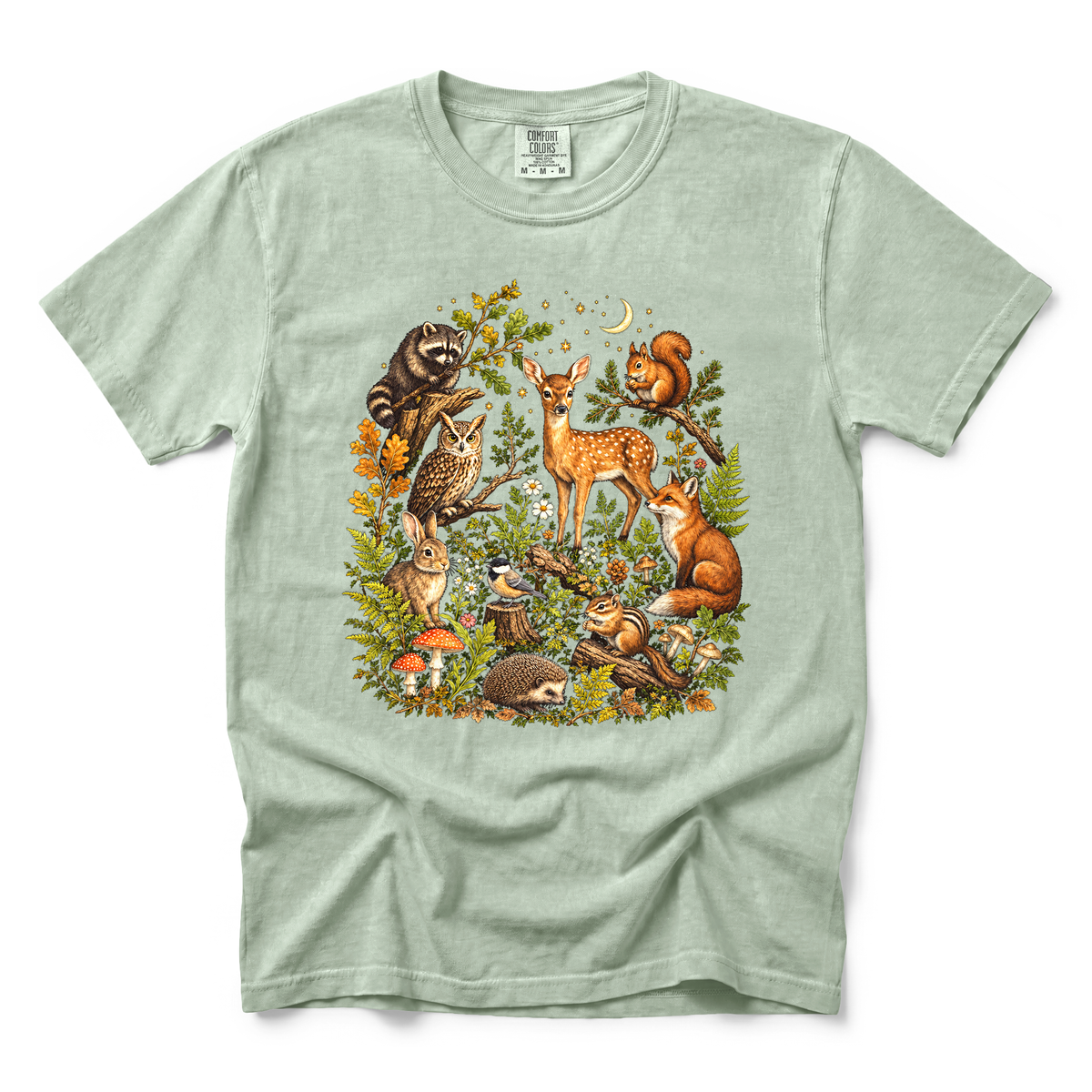 Woodland Animals graphic on Comfort Colors 1717 in Bay