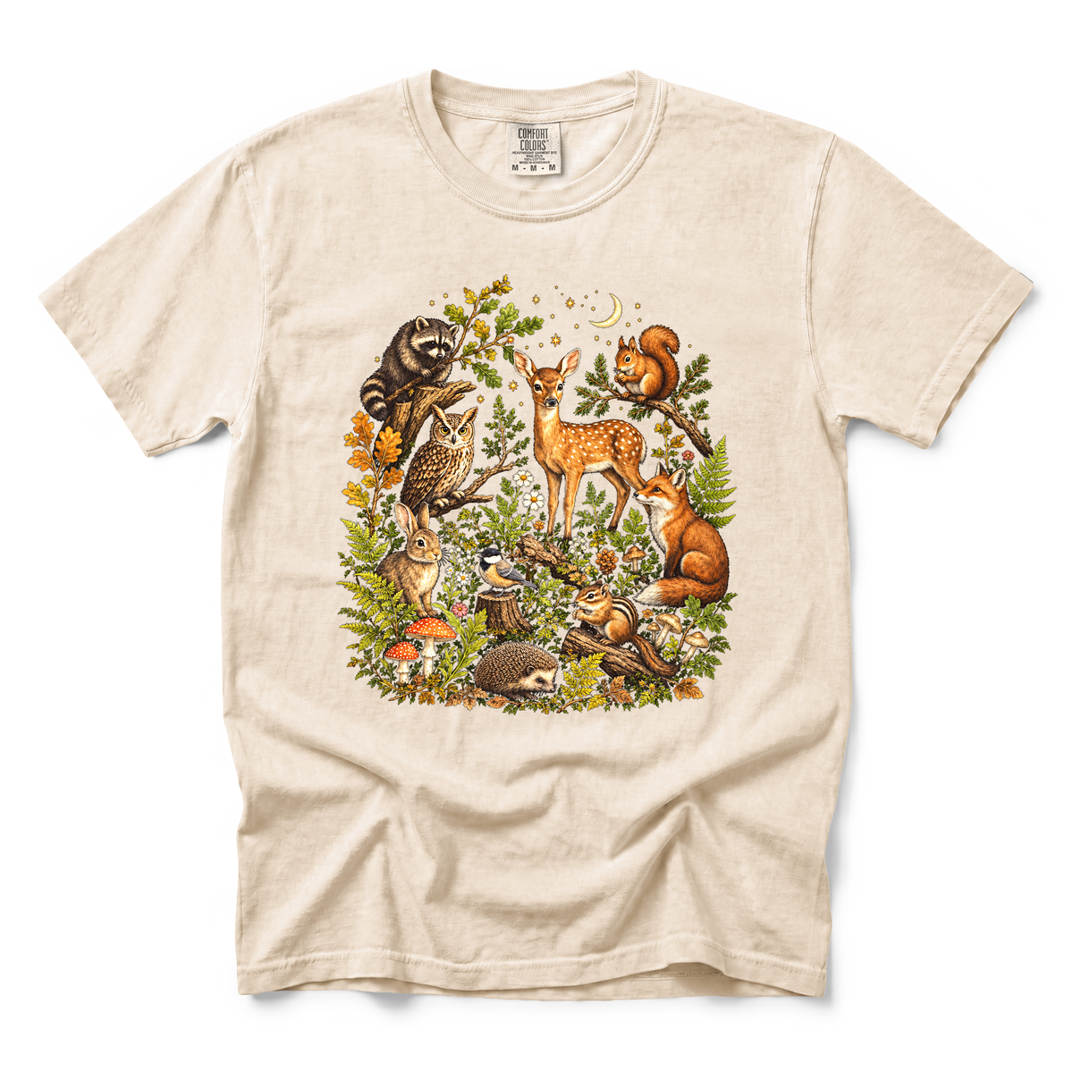 Woodland Animals graphic on Comfort Colors 1717 in Ivory