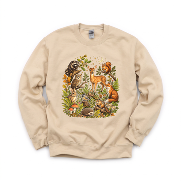 Woodland Animals graphic on Gildan 18000 in Sand