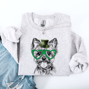 Yorkie, Yorkshire Terrier, Adorable Dog, St Patrick's Day, Lucky, Irish Sweatshirt