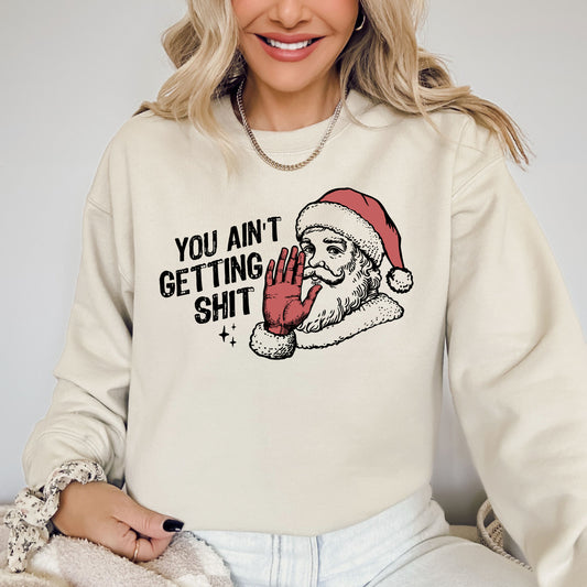 You Ain't Getting Shit, Santa, Funny, Gifts, Christmas, Xmas Sweatshirt