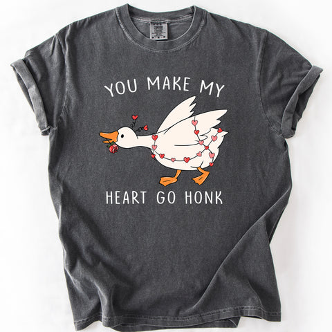 You Make My Heart Go Honk, Silly Goose, Funny, Valentine's Day, Comfort Colors T-Shirt