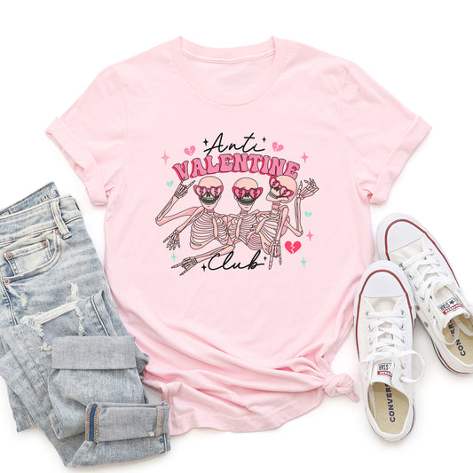 Anti Valentine's Club, Skeleton, Super Soft Tshirt, Valentine's Day