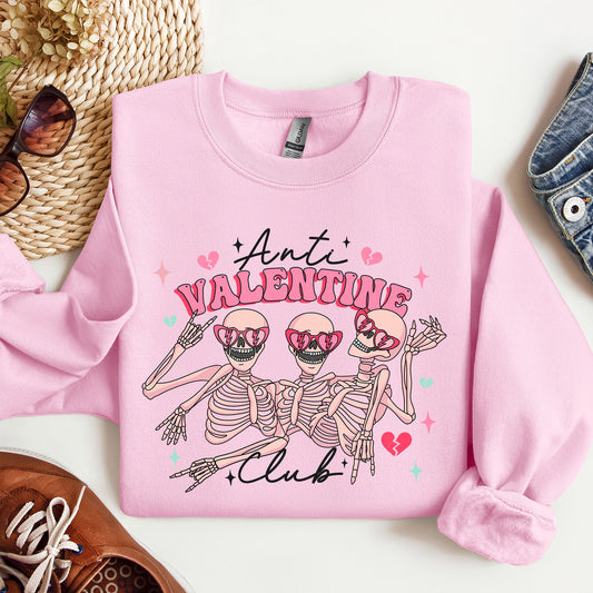 Anti Valentine's Club, Skeleton, Sweatshirt, Valentine's Day